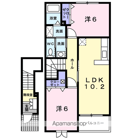 【昭島市緑町のアパートの間取り】