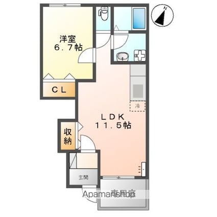 ＯＮＣＩＤＩＵＭ[1LDK/44.53m2]の間取図