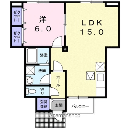 レイクパレット[1LDK/48.44m2]の間取図