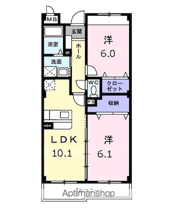 コンフォルト・ハイム[2LDK/52.49m2]の間取図