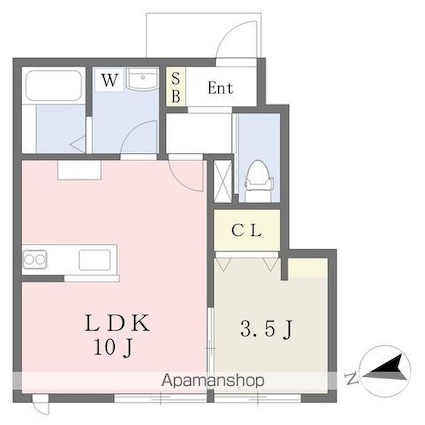 ＨＹＯ－ＤＯＲＵ[1LDK/33m2]の間取図