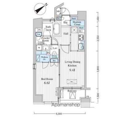 ＭＦＰＲコート赤坂見附[1DK/42.92m2]の間取図