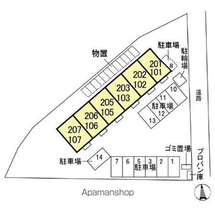 セジュールグリーン雅[1DK/29.25m2]の配置図