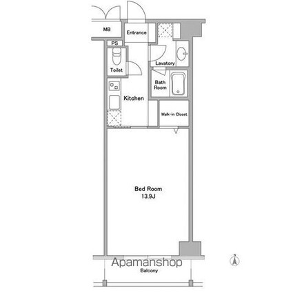ラクラス麻布十番[1K/40.44m2]の間取図