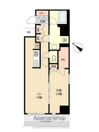 ＨＦ両国レジデンス[1LDK/45.32m2]の間取図