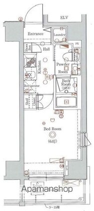 グラントゥルース大森ライズ[1K/21.08m2]の間取図