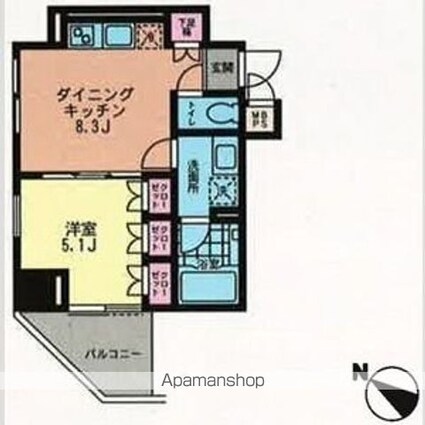 プライムアーバン目黒青葉台[1DK/33m2]の間取図