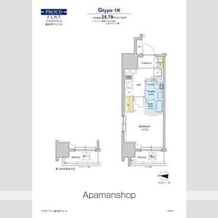 プラウドフラット錦糸町ウエスト[1K/25.79m2]の間取図