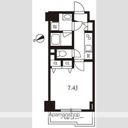 スカイコートグランデ清澄白河[1K/25.62m2]の間取図