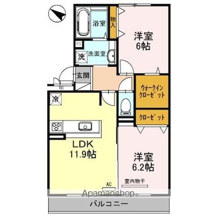 Ａｖａｎｔ　Ｒｉｖｉｅ’ｒｅ　（アヴァンテ　リヴィエール）[2LDK/58.07m2]の間取図