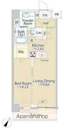 ＳＡＳＡＺＵＫＡ　ＴＯＤＡＹ[1LDK/44.75m2]の間取図
