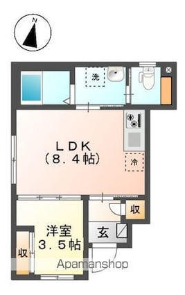 ノースヒルズ[1LDK/31.12m2]の間取図
