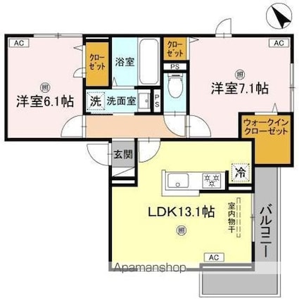 ＤーＲＯＯＭ吉身[2LDK/61.41m2]の間取図