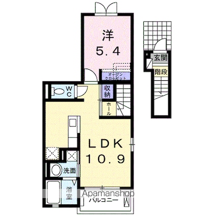 ジェルメ・メゾンⅡ[1LDK/41.3m2]の間取図