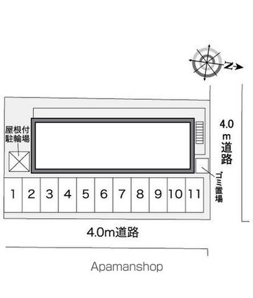 レオパレスマーブルハウス１４[1K/23.18m2]の配置図