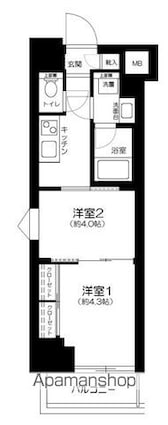 ガーラ・プレシャス神宮外苑[2K/27.6m2]の間取図