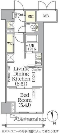 東京都新宿区東五軒町[1LDK/34.92m2]の間取図