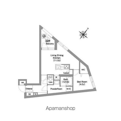 コンフォリア・リヴ渋谷本町[1LDK/39.98m2]の間取図