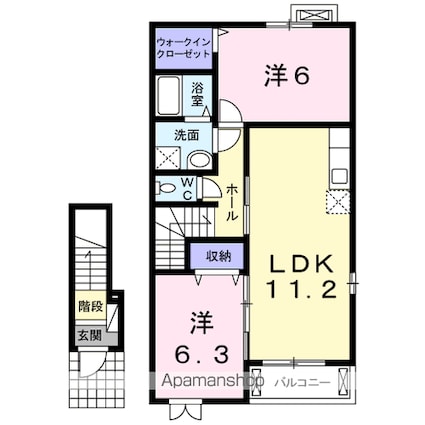 宮崎県宮崎市大塚町樋ノ口[2LDK/58.33m2]の間取図