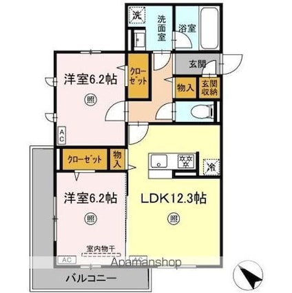 Ａｉｇｒｅｔｔｅ（エグレット）[2LDK/60.65m2]の間取図