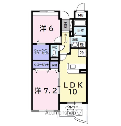 サンライズ宮前[2LDK/55.84m2]の間取図
