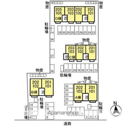 フレマリール若宮　ＡＢＣＤ[2DK/50.2m2]の配置図