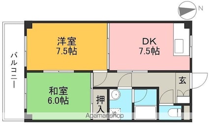高知県高知市薊野東町[2DK/48.95m2]の間取図