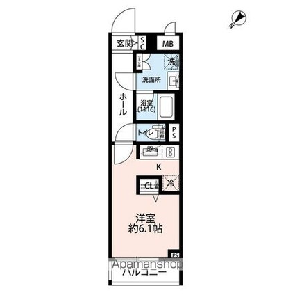 プレール・ドゥーク学芸大学Ⅱ[1R/26.02m2]の間取図