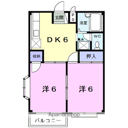 ジュネスアノンβ[2DK/39.75m2]の間取図
