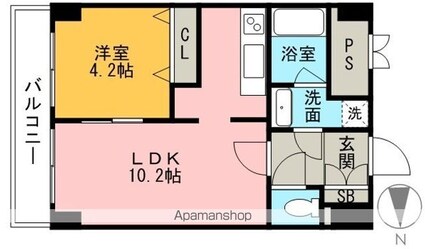 佐伯ビルディングス[1LDK/38.85m2]の間取図
