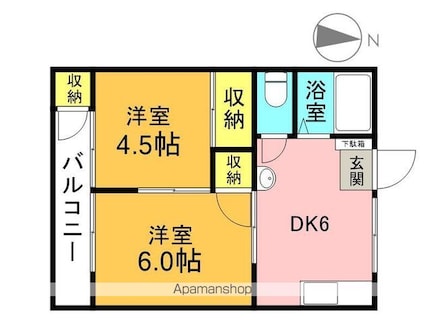 宮城県柴田郡大河原町字新青川[2DK/35.6m2]の間取図