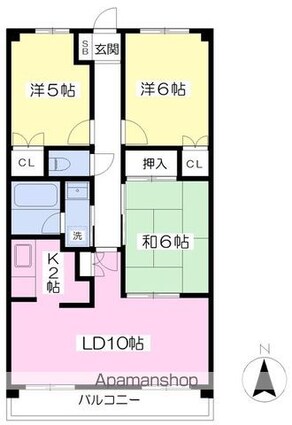 クリーンハイツ越智Ⅱ[3LDK/67.2m2]の間取図
