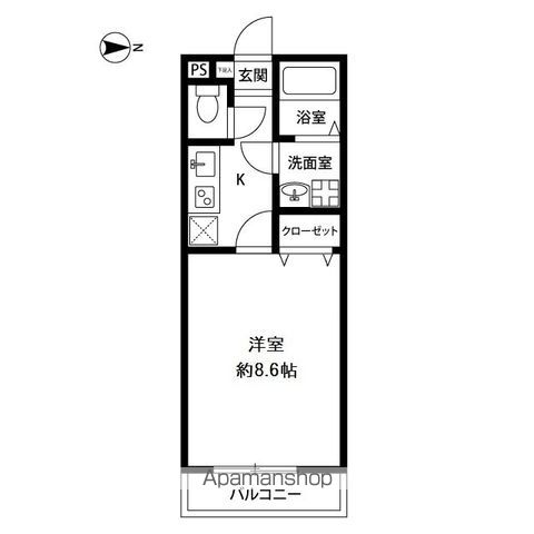 青梅市滝ノ上町のアパートの間取り