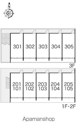 レオパレスグランディル[1K/20.28m2]の配置図