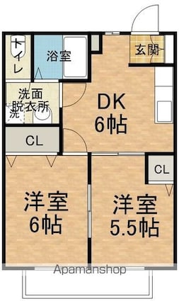 長野県松本市梓川倭[2DK/40.04m2]の間取図
