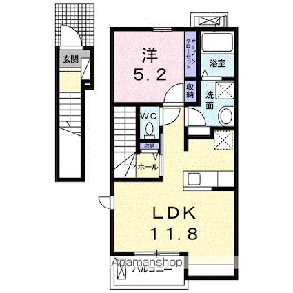 ロイヤルパレス　横寸[1LDK/41.36m2]の間取図