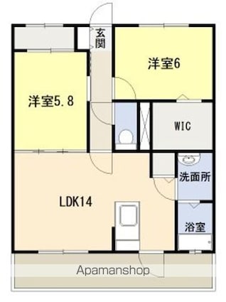ｗｅｓｔ　ｍｉｎｉｏｎ[2LDK/61.92m2]の間取図