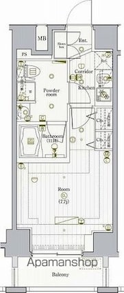 ＰＲＥＭＩＵＭ　ＣＵＢＥ　Ｇ　駒沢大学[1K/25.84m2]の間取図