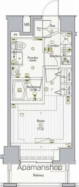 ＰＲＥＭＩＵＭ　ＣＵＢＥ　Ｇ　駒沢大学[1K/25.84m2]の間取図