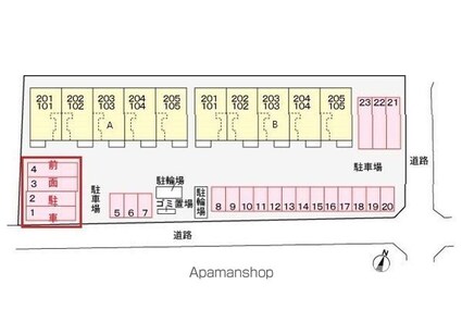 ルーベル塩屋ⅡＢ[2LDK/54.8m2]の配置図