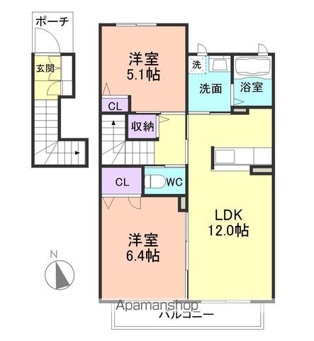 【和歌山市和歌川町のハイツの間取り】