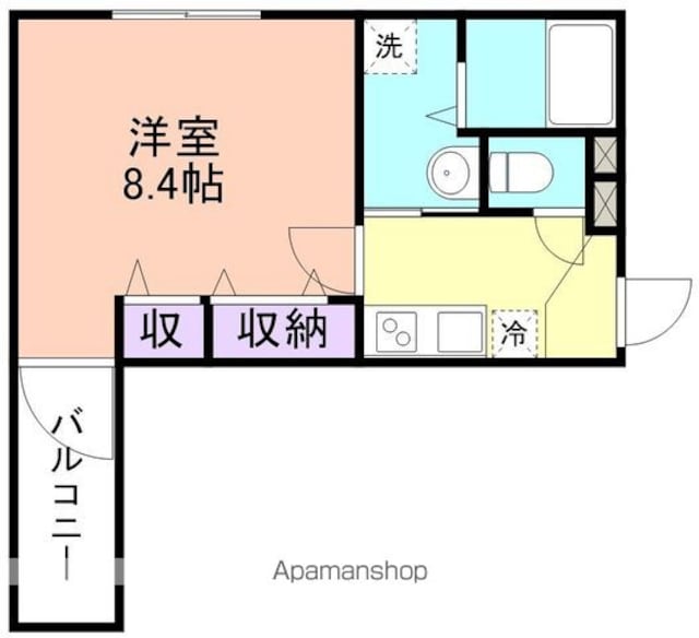 和歌山県和歌山市太田１丁目[1K/28.4m2]の間取図