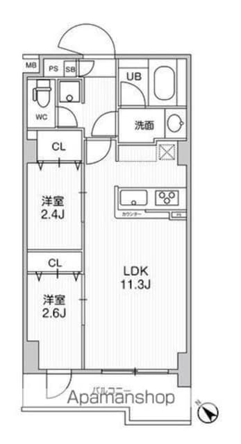 ドゥーエ曳舟[2LDK/39.11m2]の間取図