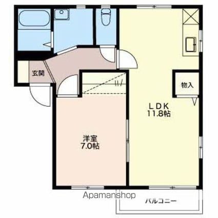 ディアス高松Ａ[1LDK/43.54m2]の間取図