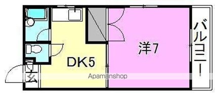 ルナ・ソレイユ桑原[1DK/25.5m2]の間取図