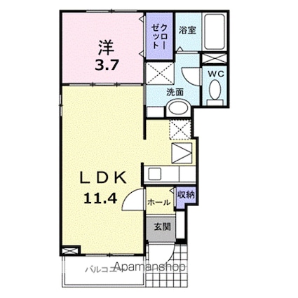 アルドールＢ[1LDK/37.13m2]の間取図