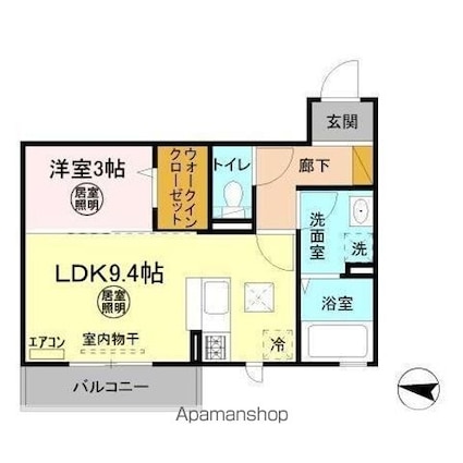 ダイシエル[1LDK/34.37m2]の間取図