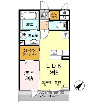 グレースコート[1LDK/33.61m2]の間取図
