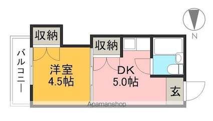 山下ナワテハイツ[1DK/19.8m2]の間取図