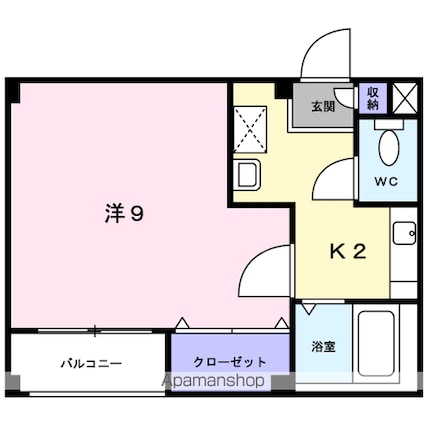 ミドルファンテン[1K/25.63m2]の間取図